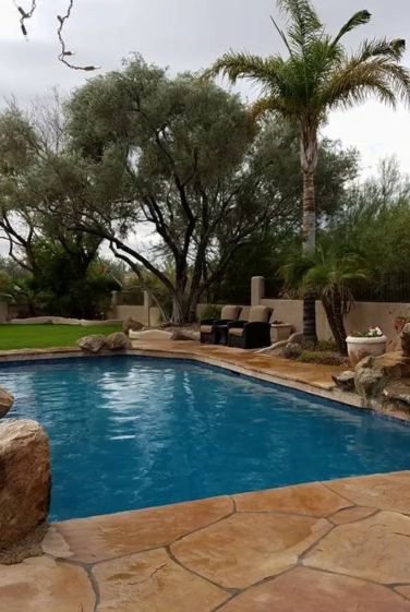 Beautiful Pool with Large Stones on the corners